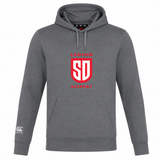 Charcoal gray Legion Academy Club Lightweight Hoodie by Canterbury featuring a red “LEGION SD ACADEMY” emblem on the chest and a small logo on the right sleeve.
