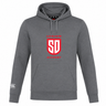 Charcoal gray Legion Academy Club Lightweight Hoodie by Canterbury featuring a red “LEGION SD ACADEMY” emblem on the chest and a small logo on the right sleeve.