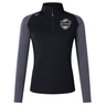 ICRON Women’s Elite First Layer by Canterbury in black with grey long sleeves, a quarter-zip, and an “ICRON” rugby ball logo on the chest.