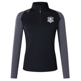 The SWFL Lady Hammerheads Women's Elite First Layer by WRS Canterbury is a black and gray long-sleeve quarter-zip top with moisture-wicking technology, a "Hammerheads" chest logo, and a small right shoulder logo.