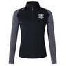 The SWFL Lady Hammerheads Women's Elite First Layer by WRS Canterbury is a black and gray long-sleeve quarter-zip top with moisture-wicking technology, a "Hammerheads" chest logo, and a small right shoulder logo.