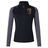 The EMB Canterbury Spartan Youth Rugby Women's Elite First Layer is a black and gray long-sleeve pullover for women with a quarter zip, VapoDri moisture-wicking tech, and a yellow Spartan logo on the left chest.