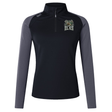 Introducing the Lewis County Elks Women’s Elite First Layer by Canterbury—a black and gray long-sleeve quarter-zip pullover featuring the “ELKS” logo and antlers graphic on the left chest. Made by EMB Canterbury with advanced VapoDri technology, this top ensures superior moisture wicking to keep you comfortable and dry all day.