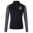 Potomac Exiles Rugby Club Women's Elite First Layer by Canterbury: This long-sleeve black and gray athletic pullover from EMB Canterbury features a quarter-zip collar and an embroidered crest with a stylized "H" and the year 2014 on the left chest. Designed as a performance training base layer, it incorporates VapoDri technology to keep you cool and comfortable throughout every workout.