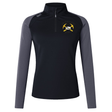 Black and grey Mother Lode Women’s Elite First Layer by Canterbury training top with a quarter-zip, long sleeves, and a Mother Lode Rugby logo on the chest.