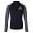 Introducing the Society of Iowa Rugby Referees Women’s Elite First Layer by Canterbury, an athletic long-sleeve quarter-zip top in black and gray. Crafted by EMB Canterbury, this top features a stylish flower emblem on the chest and a logo on the right shoulder. Designed specifically for women as an elite first layer, it incorporates advanced VapoDri technology to deliver superior moisture wicking, keeping you dry and comfortable throughout your workout.