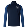 Introducing the New Saint Andrews College Women’s Elite First Layer by Canterbury from EMB Canterbury—a navy blue and royal blue long-sleeve quarter-zip sports top. Featuring the “New Saint Andrews RFC” script and a crest logo on the left chest, this top incorporates moisture-wicking VapoDri technology for enhanced comfort, keeping you dry during intense training sessions. Inspired by the Canterbury Women’s Elite First Layer design, it’s perfect for athletes seeking both performance and style.