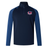 The Nebraska Rugby Referee Society Women's Elite First Layer by EMB Canterbury is a navy blue long-sleeve quarter-zip pullover with blue sleeves, a left chest rugby logo, and moisture-wicking VapoDri technology for comfort.