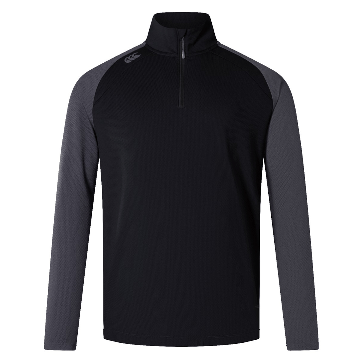 The Canterbury Elite First Layer, a Canterbury men's black and grey half zip top, is perfect for training attire. This top is equipped with VapoDri technology to keep you cool and comfortable during your workouts.