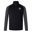 Lake Zurich Women's Elite First Layer in black and gray, with long sleeves, showcasing a team logo on the chest and EMB Canterbury branding on the shoulder. It is crafted using VapoDri technology for enhanced moisture management.