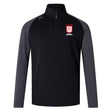 The San Diego Legion Rugby Academy Women's Elite First Layer by EMB Canterbury is a black and gray long-sleeve pullover with a quarter zip, made from recycled polyester and showcasing honeycomb fabric. The logo on the chest reads "Legion SD Rugby Academy," combining style with sustainability.