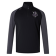 The Cypress Warriors Men's Rugby Elite First Layer by EMB Canterbury is a black and dark gray top with VapoDri tech, a stylized bird and shield logo on the left chest, and a small brand logo on the right shoulder.