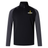 The EMB Canterbury Chicago Riot Elite First Layer is a black and dark gray long-sleeve quarter-zip pullover inspired by rugby training tops, featuring a "Sheecs Folk" crest logo on the left chest.