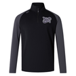 Black and gray long-sleeve pullover with a quarter-zip and “Valley Panthers Girls Rugby” logo on the left chest, inspired by the Canterbury Elite First Layer rugby training top by EMB Canterbury. Features advanced VapoDri technology for superior moisture management.
