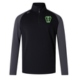 Black and grey Rock Rugby Elite First Layer by Canterbury long-sleeved quarter-zip pullover with a neon green “Rock Rugby Lions” logo on the chest.