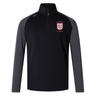 Black and grey Legion Academy Elite First Layer long-sleeve quarter-zip pullover with a Legion Academy SD logo on the chest.