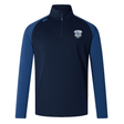 The Milwaukee Barbarians Rugby Elite First Layer by EMB Canterbury is a long-sleeve navy and blue top featuring a team crest on the left chest, a logo on the right shoulder, and VapoDri technology for moisture management.