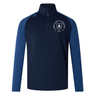 Introducing the New Saint Andrews College Elite First Layer by Canterbury—a navy and blue quarter-zip rugby training top from EMB Canterbury. It features “New Saint Andrews RFC” and a crest logo printed on the left chest, is styled in the signature Canterbury Elite First Layer design, and incorporates advanced VapoDri technology for superior comfort.