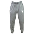 The De La Salle Women's Leisure Sweatpant by EMB Canterbury in gray, made from soft organic cotton, includes an elastic waistband, adjustable drawstring, and a subtle logo on the left thigh. Perfect for rugby training or lounging comfortably.