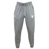 De La Salle Leisure Sweatpant by EMB Canterbury, made from organic cotton, includes an elastic waistband, drawstring, and a white printed logo on the left thigh.