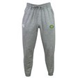 The Carmel Rugby Leisure Sweatpant by EMB Canterbury is made from sustainable fabric, featuring a drawstring waist and elastic cuffs. It displays a small white logo on the left thigh and a colorful circular logo on the right, combining style with comfort.