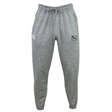 The Lake Zurich Leisure Sweatpant by Canterbury from EMB Canterbury are gray athletic sweatpants crafted from recycled polyester fleece. They include a drawstring waistband, a logo on the left thigh, and a small emblem on the right thigh.