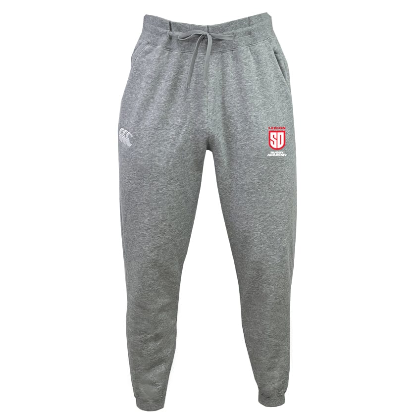 The San Diego Legion Rugby Academy Leisure Sweatpant by EMB Canterbury blends comfort and style, featuring soft organic cotton construction with an embroidered logo on the right thigh and a drawstring waistband.