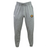 The Pittsburgh Forge Leisure Sweatpants by EMB Canterbury are gray and made from organic cotton, featuring a drawstring waist and two logos on the front.