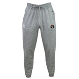 The Snoqualmie Valley Wildcats Leisure Sweatpant by EMB Canterbury is designed with an elastic waistband, a drawstring, and features two front logos: one on the left thigh and a round one near the right pocket. Made from recycled polyester and organic cotton blend.