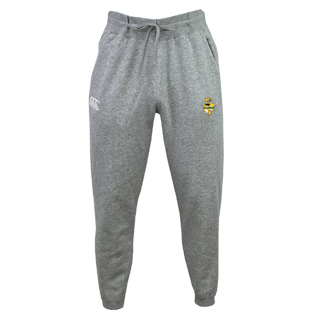 The Tacoma Rugby Leisure Sweatpant by EMB Canterbury is made from organic cotton, featuring a drawstring waist and a small embroidered logo on the left thigh.