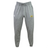 Made from recycled polyester fleece, the Trinity College Leisure Sweatpant by EMB Canterbury comes in gray and features a drawstring waist. It showcases both a white logo on the left hip and a yellow emblem on the right.