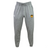 University of Maryland Baltimore County Rugby Leisure Sweatpant by EMB Canterbury: Gray sweatpants made from recycled polyester and organic cotton with a drawstring waist, featuring the CCC logo on the right and a UMBC emblem on the left.