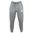 The Woodlands Rugby Leisure Sweatpant by EMB Canterbury features a drawstring waist, elastic cuffs, and logos on both thighs. Made from organic cotton for comfort and sustainability.