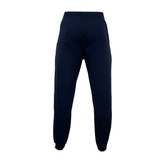 A pair of Canterbury Leisure Sweatpants by Canterbury in dark blue, crafted from a sustainable blend of organic cotton, featuring an elastic waistband and cuffed ankles, isolated on a white background.