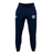 The Milwaukee Barbarians Rugby Leisure Sweatpant by EMB Canterbury features a navy blue design with a drawstring waist, white logo on the left thigh, and embroidered crest on the right, made from recycled polyester fleece.