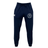 The EMB Canterbury Saint Anselm College Club Rugby Leisure Sweatpant is a navy organic cotton jogger featuring a drawstring waist, side pockets, and two white logos on the upper thighs.