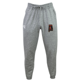 Aging Alabama Rugby Players Leisure Sweatpant by EMB Canterbury in grey organic cotton, featuring a drawstring waist and an Alabama state silhouette logo with a hockey player.