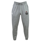 The EMB Canterbury Birmingham Iron Women's Football Leisure Sweatpant features a drawstring waist, two side pockets, and embroidered logos on each thigh. Made from organic cotton, it’s shown against a plain white background.