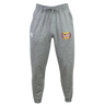 Potomac Exiles Rugby Club Leisure Sweatpants by EMB Canterbury, featuring sustainable gray fabric with a drawstring waist, white Canterbury logo on the left thigh, and a colorful Potomac Exiles crest on the right thigh, displayed against a plain background.