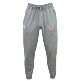 The East Stroudsburg University Leisure Sweatpant by EMB Canterbury features a drawstring waistband, elastic cuffs, "ESU Rugby" text on the right leg, and the Canterbury logo on the left thigh.