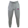 The Nebraska Rugby Referee Society Leisure Sweatpant by EMB Canterbury is a gray, sustainable sweatpant with a drawstring, featuring the Canterbury logo on the left and Nebraska rugby logo on the right thigh.