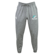 The EMB Canterbury NC Rugby Academy - Megalodons Leisure Sweatpant by Canterbury features gray sustainable fabric, a drawstring waist, the Megalodons logo and text on the right thigh, plus a small white logo on the left.