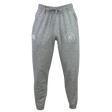 New Saint Andrews College Leisure Sweatpant by EMB Canterbury, featuring a gray recycled polyester fleece blend with a drawstring waistband, white printed graphics on the left thigh, and tapered legs, displayed on a white background.
