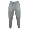 New Saint Andrews College Leisure Sweatpant by EMB Canterbury, featuring a gray recycled polyester fleece blend with a drawstring waistband, white printed graphics on the left thigh, and tapered legs, displayed on a white background.