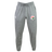 The Society of Iowa Rugby Referees Leisure Sweatpant by EMB Canterbury features an elastic waistband, drawstring, and two logos—one on the left thigh and one on the right thigh. Made from a soft blend of recycled polyester fleece, these gray leisure sweatpants are shown against a plain white background.