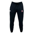 The University of Alabama Rugby Leisure Sweatpant by Canterbury from EMB Canterbury is crafted from organic cotton in black, featuring a small embroidered logo on the upper right leg and a white emblem on the upper left leg.