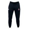 The University of Alabama Rugby Leisure Sweatpant by Canterbury from EMB Canterbury is crafted from organic cotton in black, featuring a small embroidered logo on the upper right leg and a white emblem on the upper left leg.