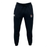 The American Fork Cavemen Leisure Sweatpant by EMB Canterbury features black organic cotton sweatpants with a drawstring waist and logos on the upper legs.