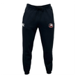 The Portland Rugby Leisure Sweatpant by EMB Canterbury is made from organic cotton, featuring a white logo on the left side and a circular emblem on the right.
