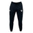 The Woodlands Rugby Leisure Sweatpant by EMB Canterbury are black joggers made from recycled polyester, featuring a drawstring waistband and two white front logos: "cc" and a shamrock with "Ireland Rugby." Stylish, sustainable leisurewear.